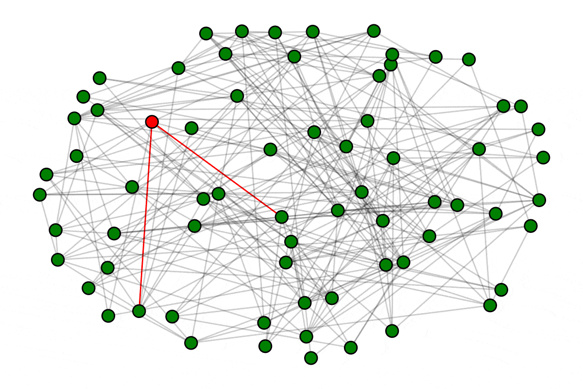 Animation of the spread of an epidemic in a graph